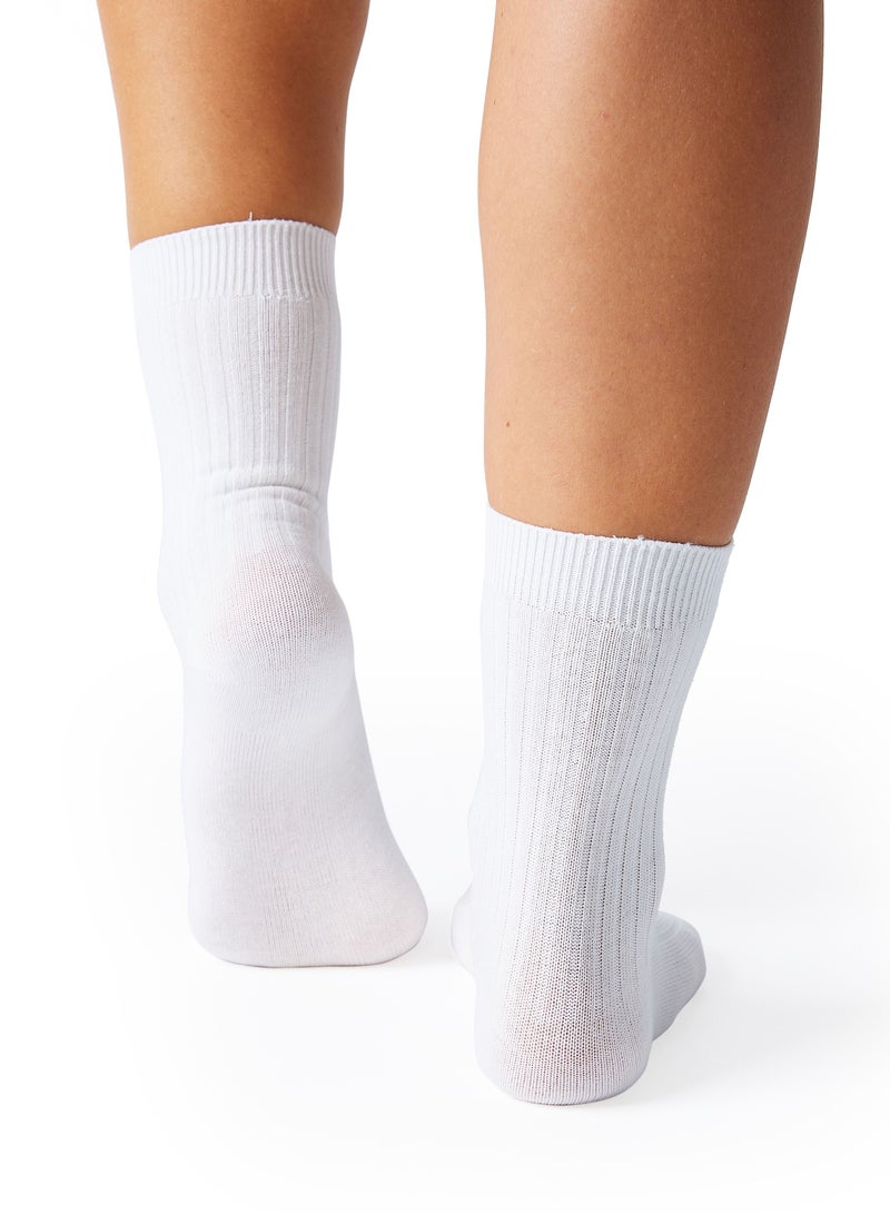 Prickly Pear Ribbed Boot Socks, White - Image 2