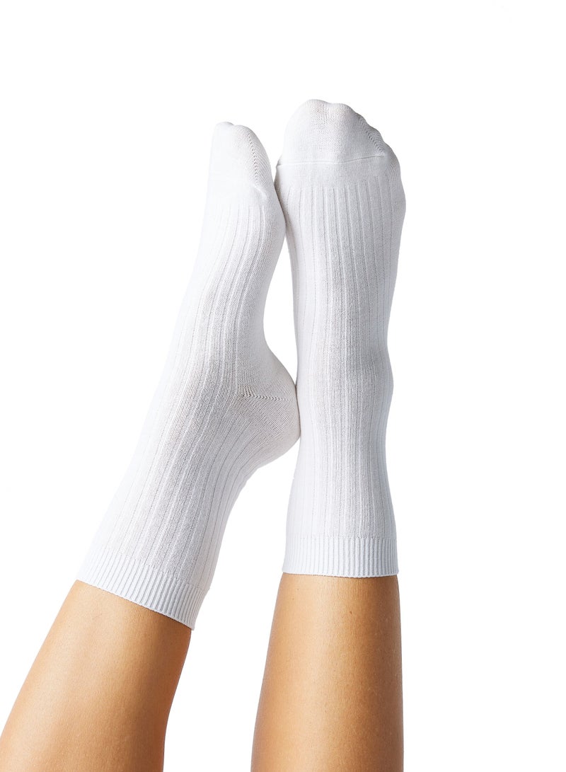 Prickly Pear Ribbed Boot Socks, White - Image 1