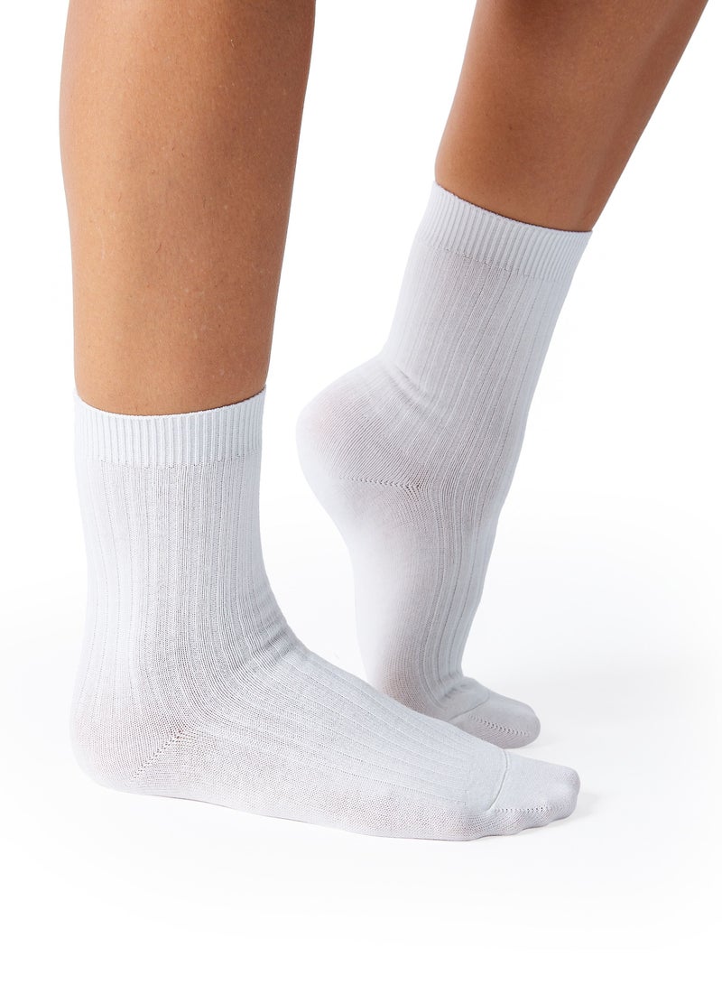 Prickly Pear Ribbed Boot Socks, White - Image 3