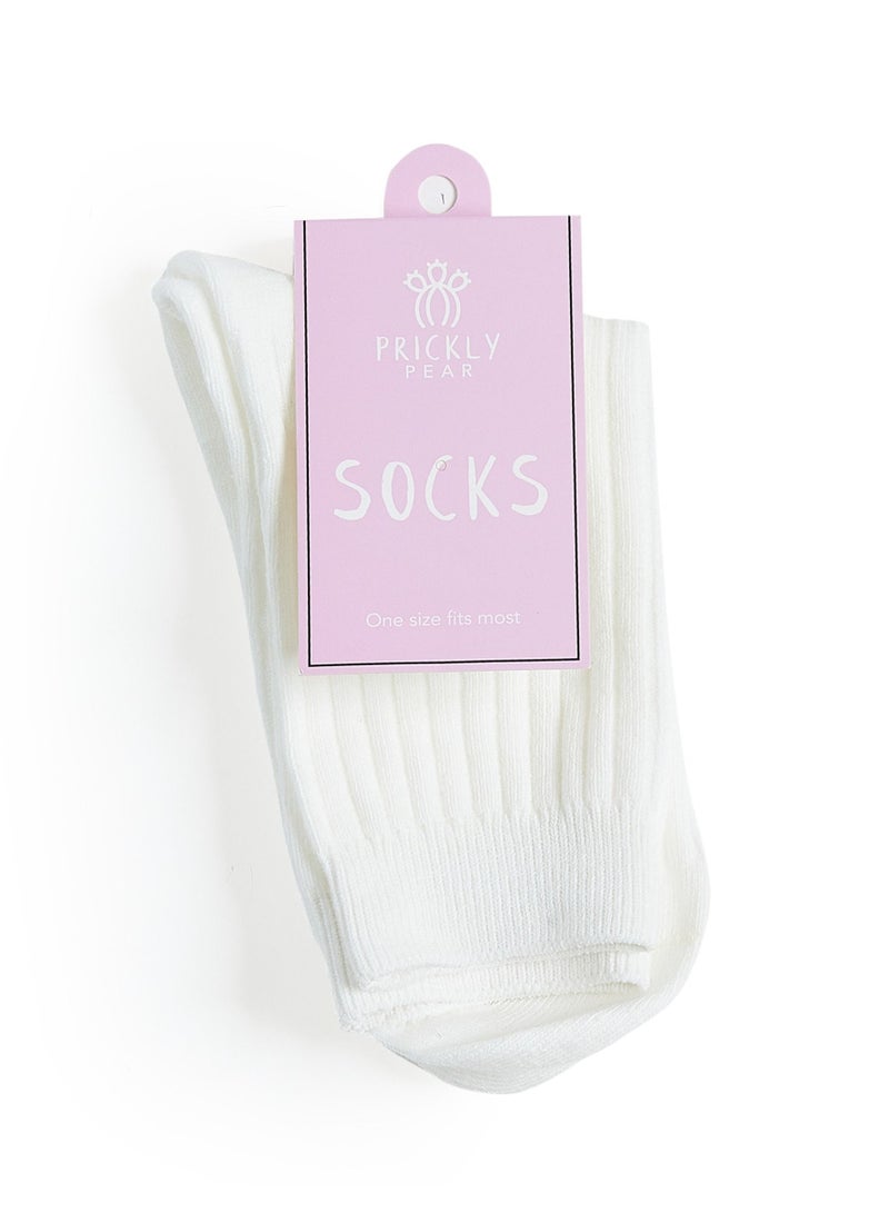 Prickly Pear Ribbed Boot Socks, White - Image 5