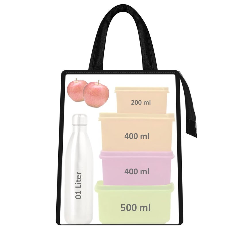 LOREM Casual/Formal Linen Textured Insulated Tiffin Bag/Lunch Bag for Men & Women Office, College & School Waterproof Lunch Bag - Image 3