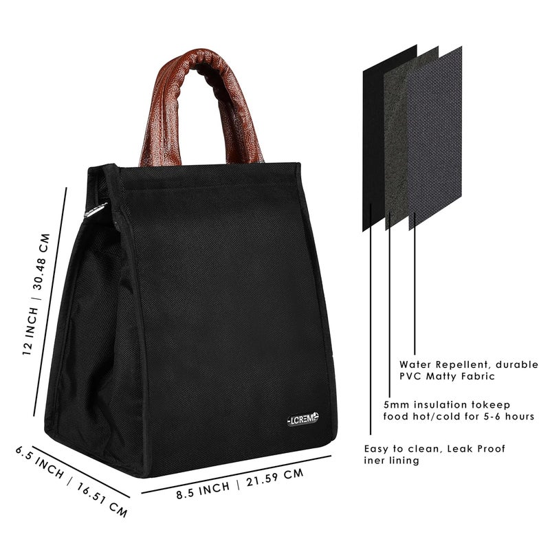 LOREM Casual/Formal Linen Textured Insulated Tiffin Bag/Lunch Bag for Men & Women Office, College & School Waterproof Lunch Bag - Image 2