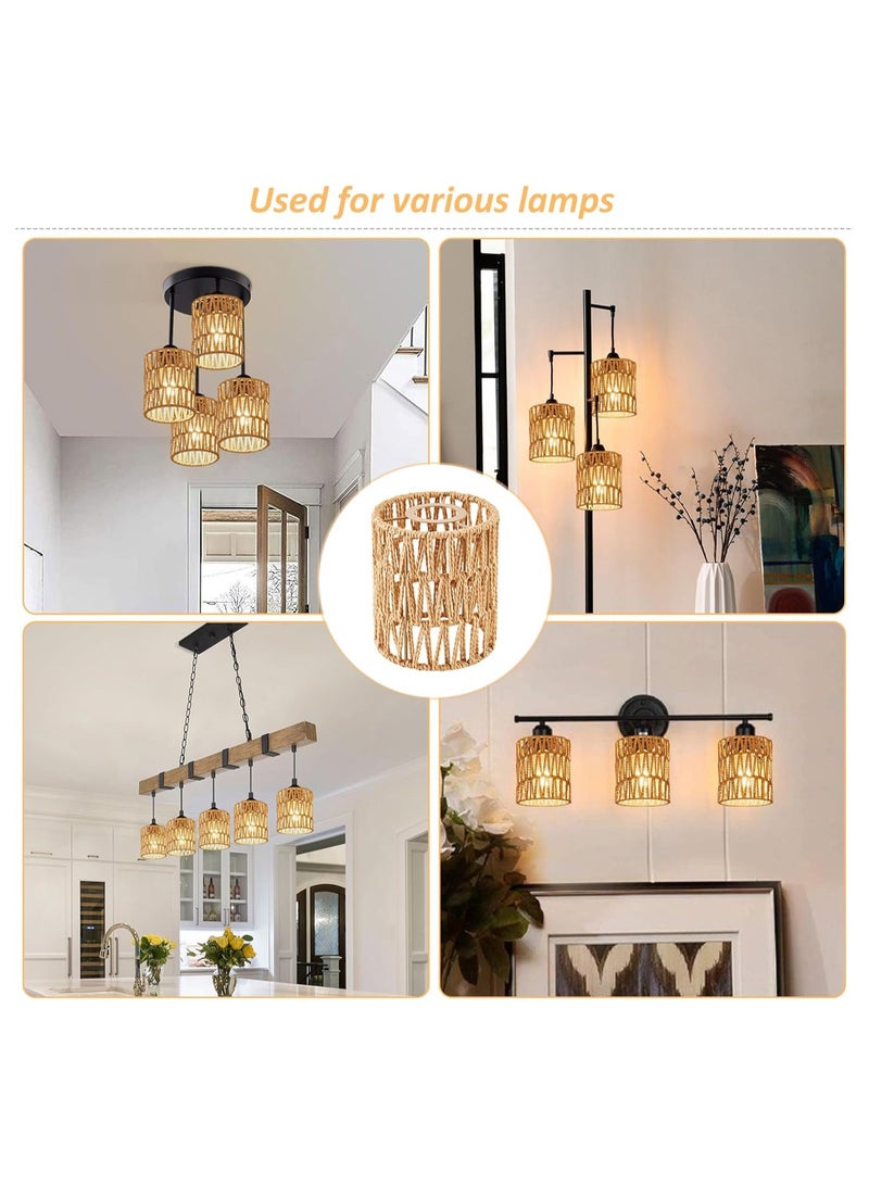 SYOSI 2 Pack Rattan Lamp Shade, Retro Small Wicker Lamp Shade Replacement,Woven Pendant Light Lampshade Cover for Chandelier, Lamp Holder, Ceiling Fan Light Bulb, Pendant Light, Floor Lamps, 4.9x6.3inch - Image 4