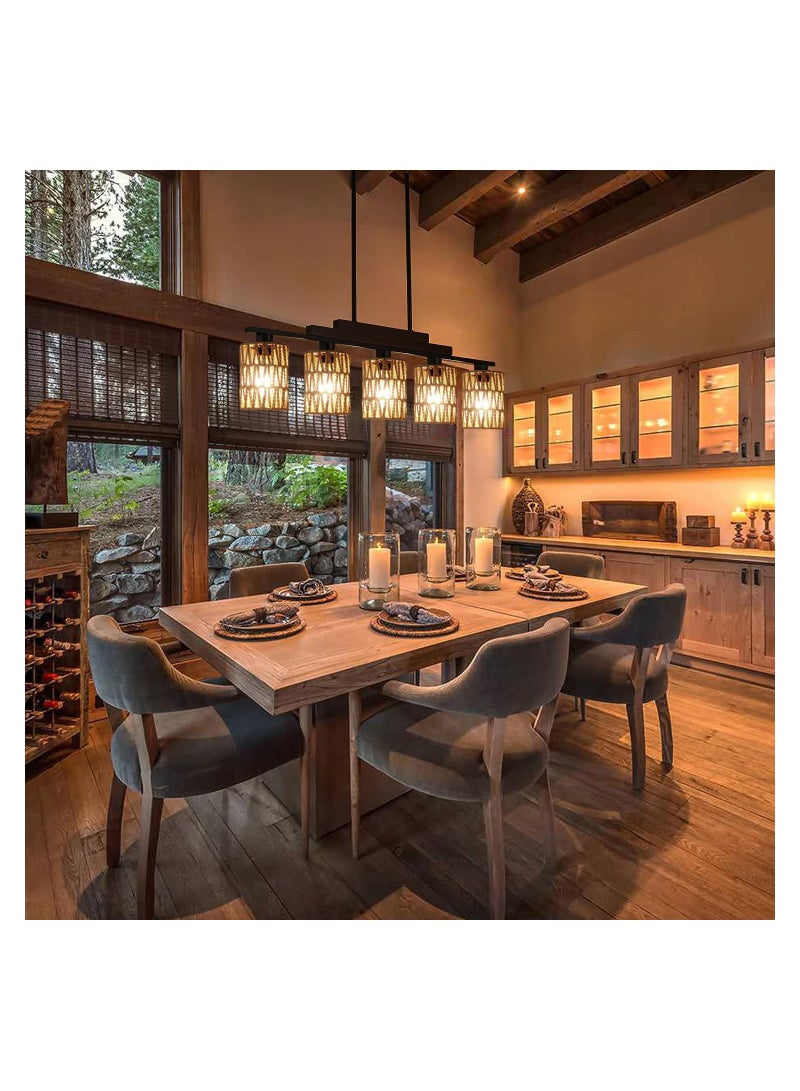 SYOSI 2 Pack Rattan Lamp Shade, Retro Small Wicker Lamp Shade Replacement,Woven Pendant Light Lampshade Cover for Chandelier, Lamp Holder, Ceiling Fan Light Bulb, Pendant Light, Floor Lamps, 4.9x6.3inch - Image 3