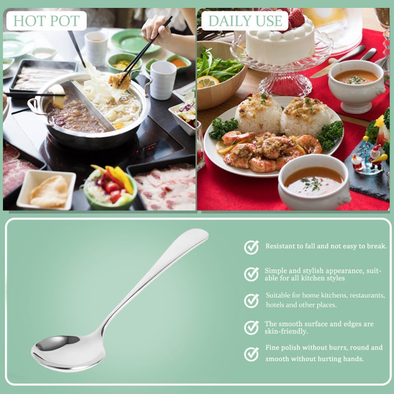 Stainless Steel Soup Spoon 3 5mm Thickened Silver Kitchen Utensil for Cooking and Dining - Image 5