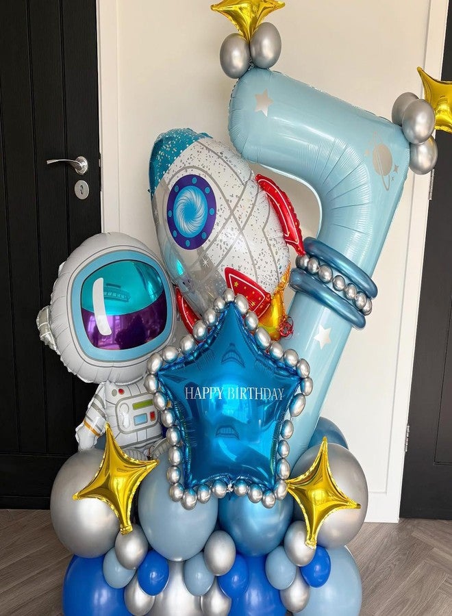 KHC-KHF Astronaut-Balloons 6PCS Astronaut UFO Rocket Foil Balloons Space Party Decorations for Baby Shower Universe Space Themed Birthday Party Decor for Kids - Image 4