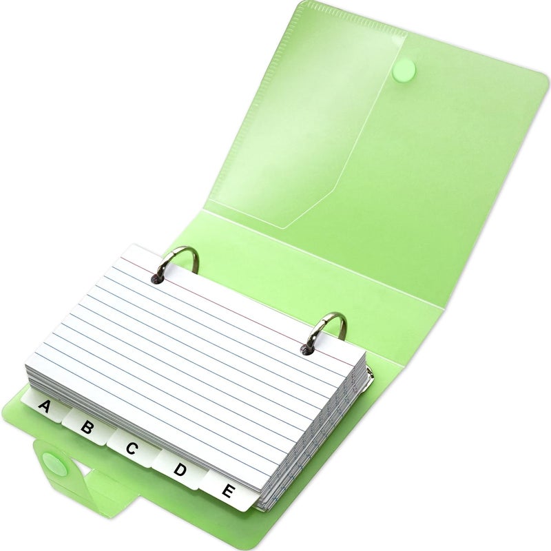 Olivo 3x5 Lined Index Cards with Ring Binder Holder and Dividers, 100 Ruled Cards, Green - Image 1