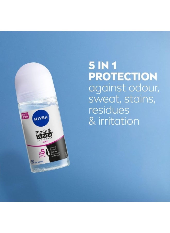 نيفيا مزيل عرق رول أون للأسود والأبيض شفاف غير مرئي يدوم 72 ساعة 50 مل (عبوة من قطعتين) - Image 5