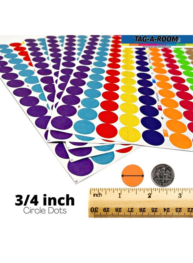 تاج-أه-روم ملصقات نقاط ملونة من Tag-A-Room، 1260 ملصقًا دائريًا بنقاط ملونة، مقاس 3/4 بوصة، للمكاتب والفصول الدراسية والورق وما إلى ذلك، 10 ألوان زاهية، ورقة مقاس 8 1/2 بوصة × 11 بوصة - Image 5