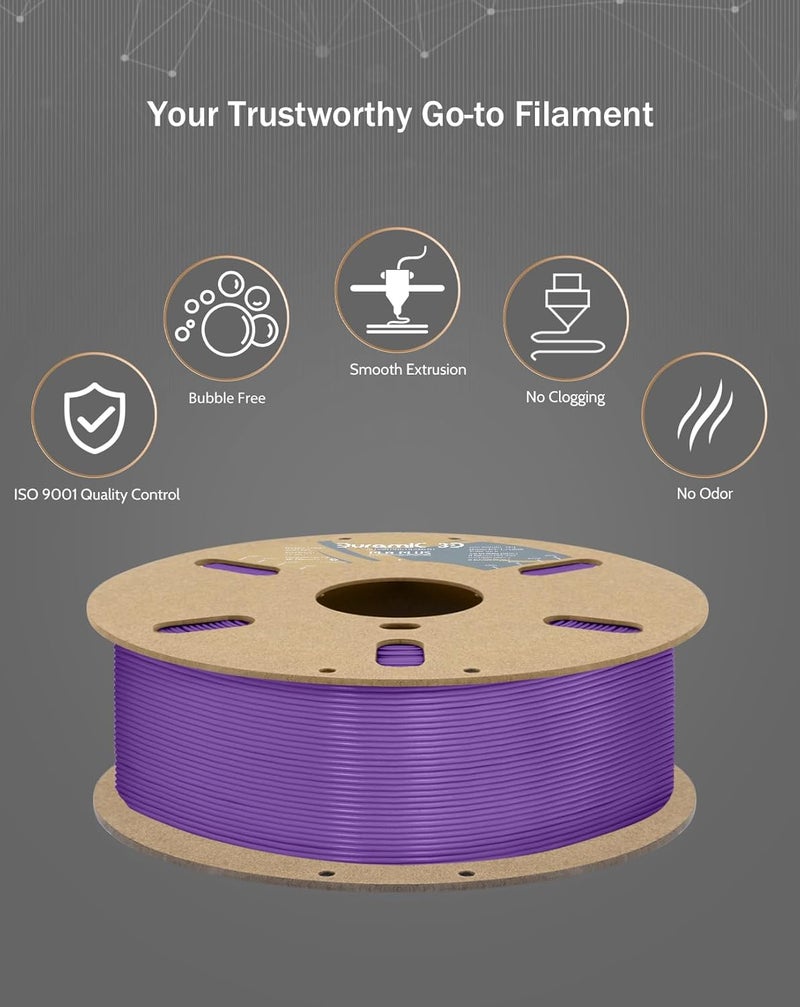DURAMIC 3D PLA+ Filament 1.75mm 1Kg Purple, PLA Plus Filament 1Kg Spool(2.2lbs) Tougher and Stronger, Dimensional Accuracy Probability +/- 0.02mm - Image 5