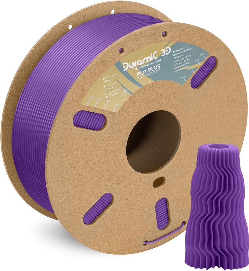 DURAMIC 3D PLA+ Filament 1.75mm 1Kg Purple, PLA Plus Filament 1Kg Spool(2.2lbs) Tougher and Stronger, Dimensional Accuracy Probability +/- 0.02mm - Image 1