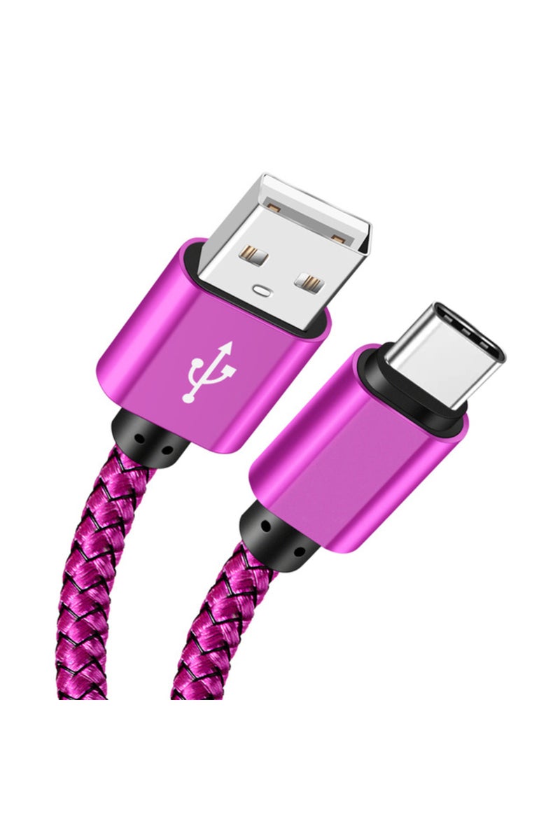 1m Rose Red USB A to Type C Charging Cable 2A Fast Charger Nylon Data Cable 1M 2M 3M For Android Sa