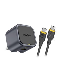 Remson Remson Neo Power 35W Mini GaN Wall Charger QC 3.0 PD Dual Ports USB-C/ USB-A and USB-C Cable Foldable Plug with Fast Charging Indicator Compatible with iPhone, iPad, Samsung, Huawei, Xiaomi etc  - Image 1