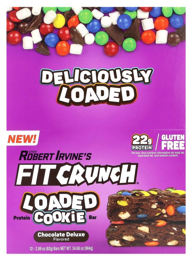 Protein Loaded Cookie Bar Chocolate Deluxe 12 Bars 2.89 oz (82 g) Each