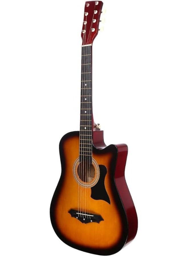 MegArya Glossy Acoustic Guitar 38 Inch Beginner Combo With Bag, Capo, Picks, Pick Guard, Pick Holder And Strap - Image 2