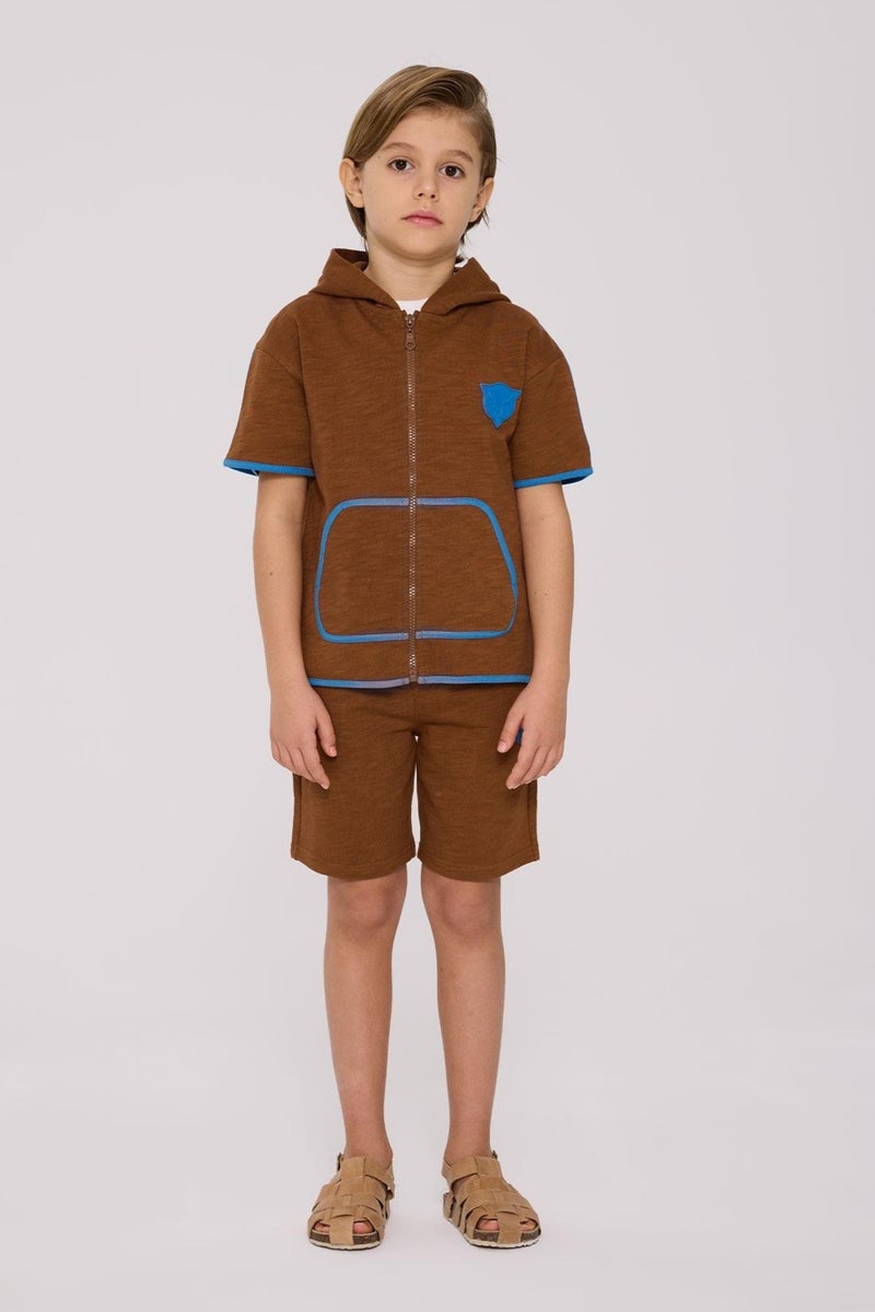 Nebbati Bg Store Boy Brown Tracksuit Top - Image 1