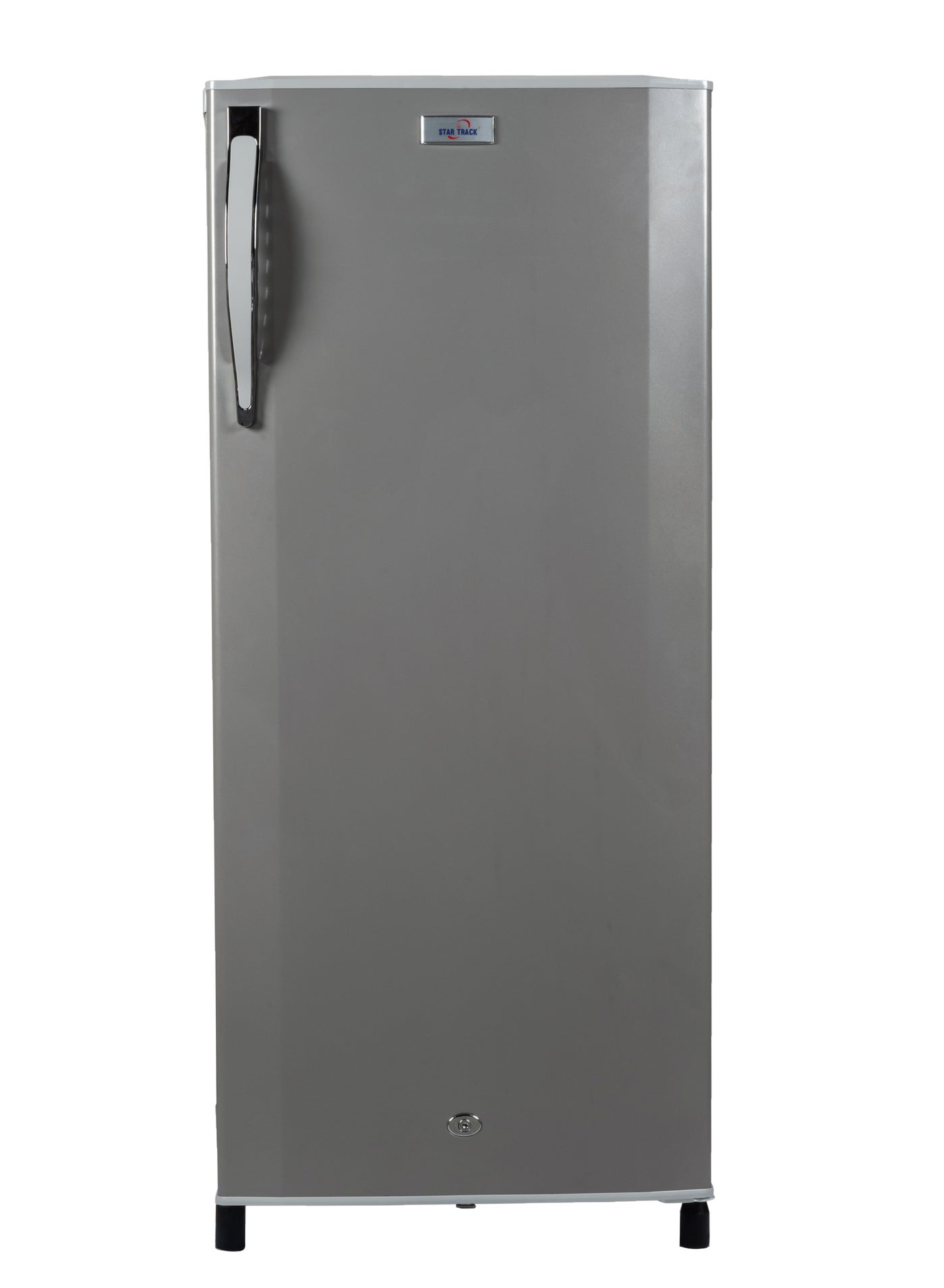 250L Gross / 178L Net capacity Single Door Refrigerator, Lock and Key, Led Light, Glass Shelf, Fridge Basket, Adjustable Thermostat, Adjustable Feet, R600a, Manual Defrost, Hinged Single Door, Dark Grey, ST-FRG-250L RF ST-FRG-250L Grey
