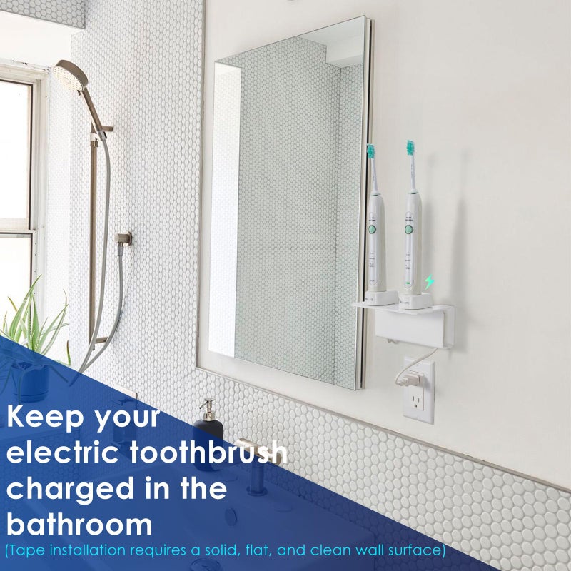 OAPRIRE Electric Toothbrush Holder for Bathroom, Acrylic Electric Toothbrush Holder Wall Mounted Come with Cable Organizer, Saving Space and Convenient Charging - White - Image 4