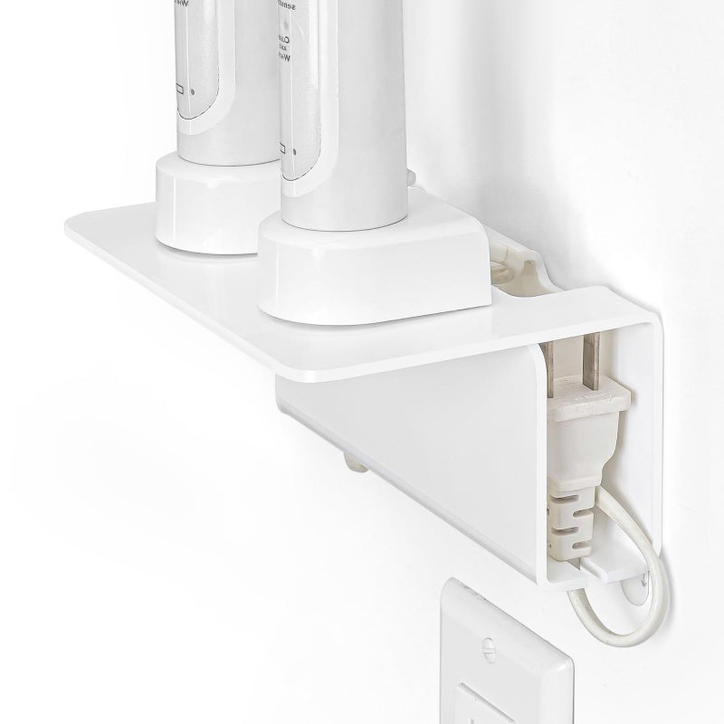 OAPRIRE Electric Toothbrush Holder for Bathroom, Acrylic Electric Toothbrush Holder Wall Mounted Come with Cable Organizer, Saving Space and Convenient Charging - White - Image 1
