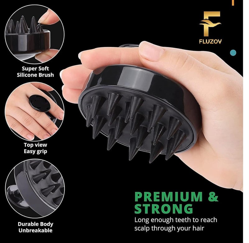 FLUZOV Silicone Back Scrubber(Thick Bristles)& Soft Bath Glove Set,Face Brush Set,Super-Exfoliating Body Scrubber & Super-Lathering Shower Body Brush Combination Combo (4 Piece, 1, count) - Image 2