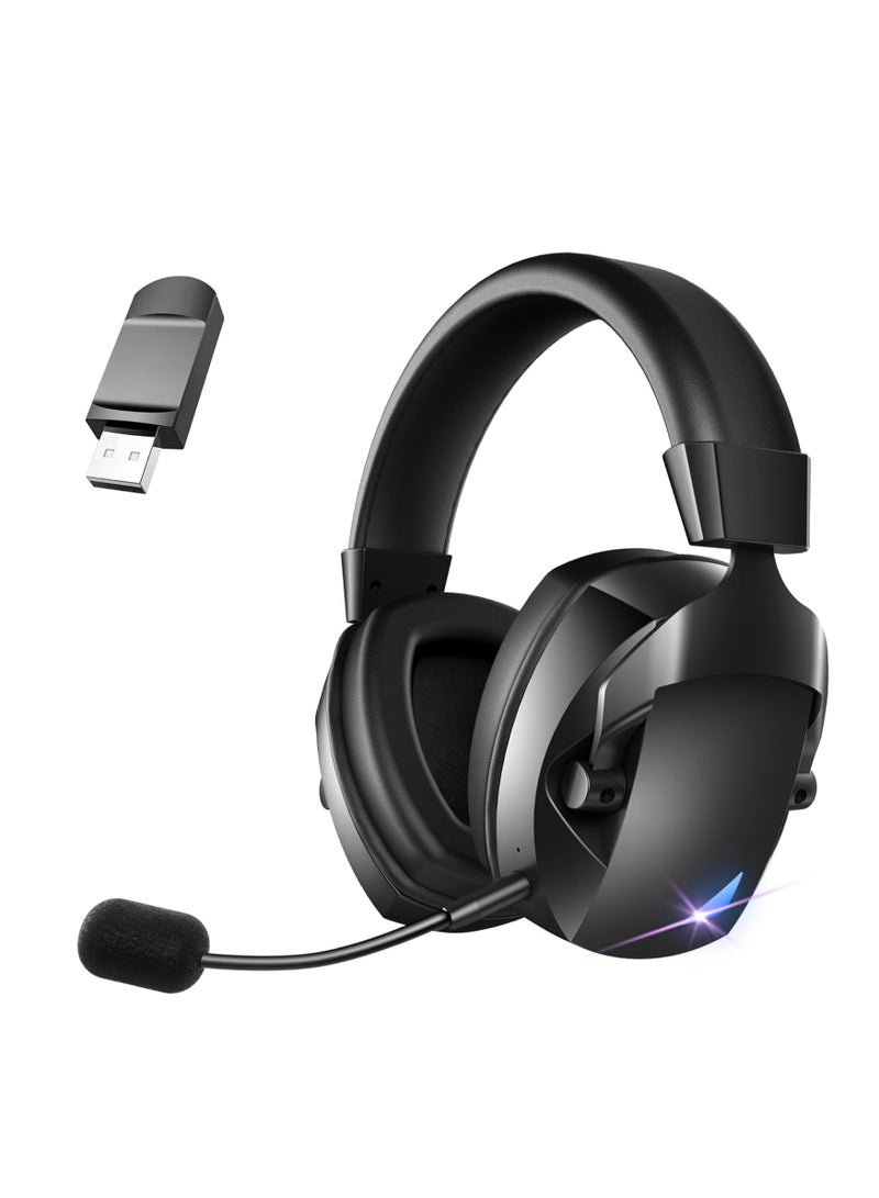 MOTMOOK Gaming Headset Wireless Tri-Mode Headset Bluetooth/2.4G for PC/Xbox/PS5/PS4/Switch/Tablet/Mobile, Ultra Low Latency Wireless Gamer Headphone with Microphone Phantom color RGB light effect - Image 1