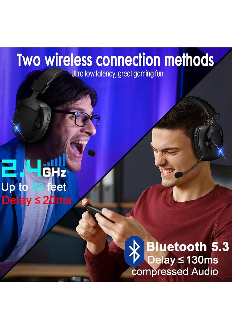 MOTMOOK Gaming Headset Wireless Tri-Mode Headset Bluetooth/2.4G for PC/Xbox/PS5/PS4/Switch/Tablet/Mobile, Ultra Low Latency Wireless Gamer Headphone with Microphone Phantom color RGB light effect - Image 3