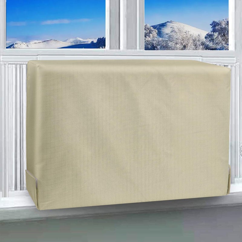 I FRMMY Waterproof Insulated Indoor Air Conditioner Cover for Inside Window AC Unit 25Wx 17Hx 35D Beige 