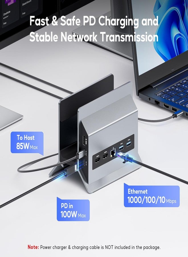 PULWTOP USB C Laptop Docking Station Dual Monitor (Grey-1) - Image 5