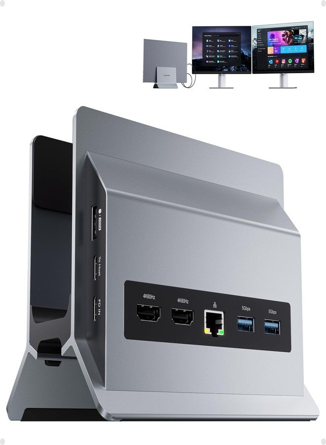 PULWTOP USB C Laptop Docking Station Dual Monitor (Grey-1) - Image 1