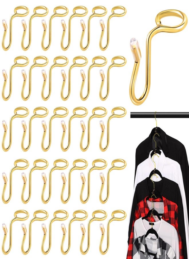 Sratte Clothes Hanger Connector Hooks, Metal Hanger Extender Hooks Hanger Hooks for Velvet Hangers Plastic Wooden Closet Space Saving (Gold, 50 Pieces) - Image 1