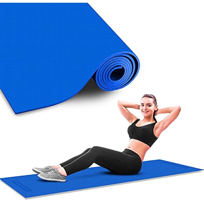 PowerMax Ye4-1.1-Bl 4Mm Thick Premium Exercise Blue Color Yoga Mat,Eco-Friendly Non-Slip Yoga Mat For Gym And Any General Fitness(Made In India) - Image 1