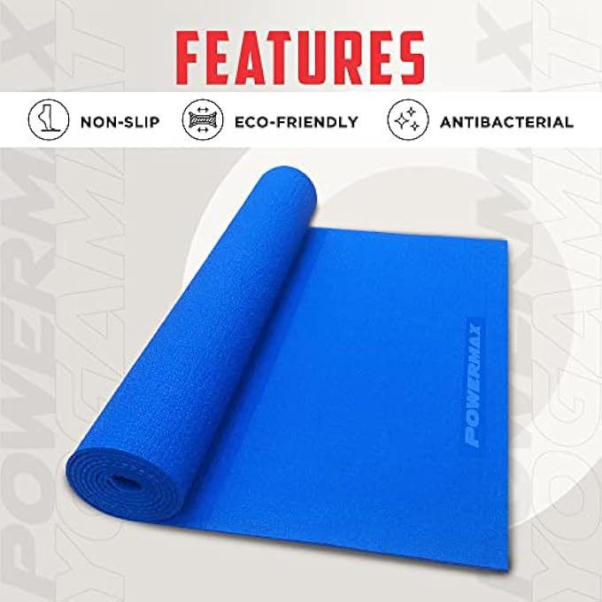 PowerMax Ye4-1.1-Bl 4Mm Thick Premium Exercise Blue Color Yoga Mat,Eco-Friendly Non-Slip Yoga Mat For Gym And Any General Fitness(Made In India) - Image 4