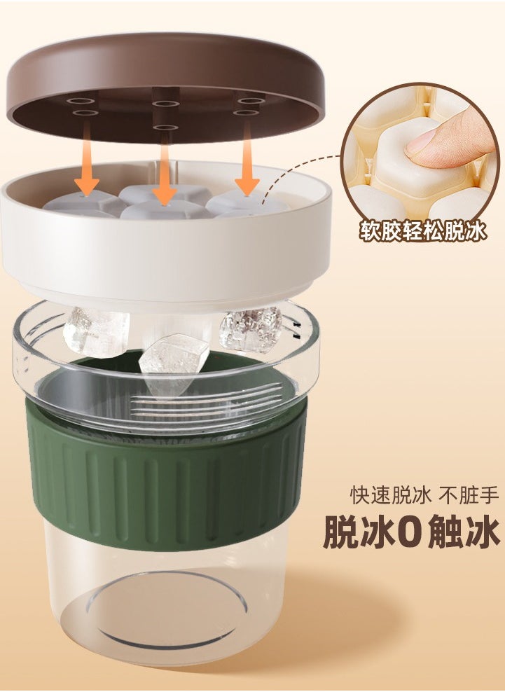 Ice Cube Bottle, Ice Cube Coffee Cup, 2 in 1 Touch-Free Tray Water Bottle with Lid, Portable ice Cube Making Bottles for Chilling Drinks, Juice, Coffee (1 Ice Tray)