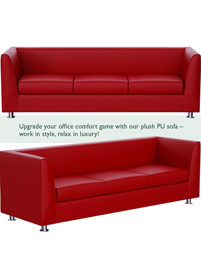 Mahmayi 679 Three Seater PU Sofa - Red - Image 4