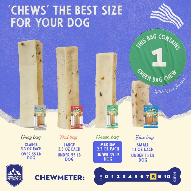 Himalayan Dog Chew Original Yak Cheese Chew, Bacon, 1 Medium Stick, 2.3 oz, Gluten Free, Healthy Treats, Grain & Lactose Free 100% Natural, Long Lasting, for Dogs Under 35 lbs - Image 3