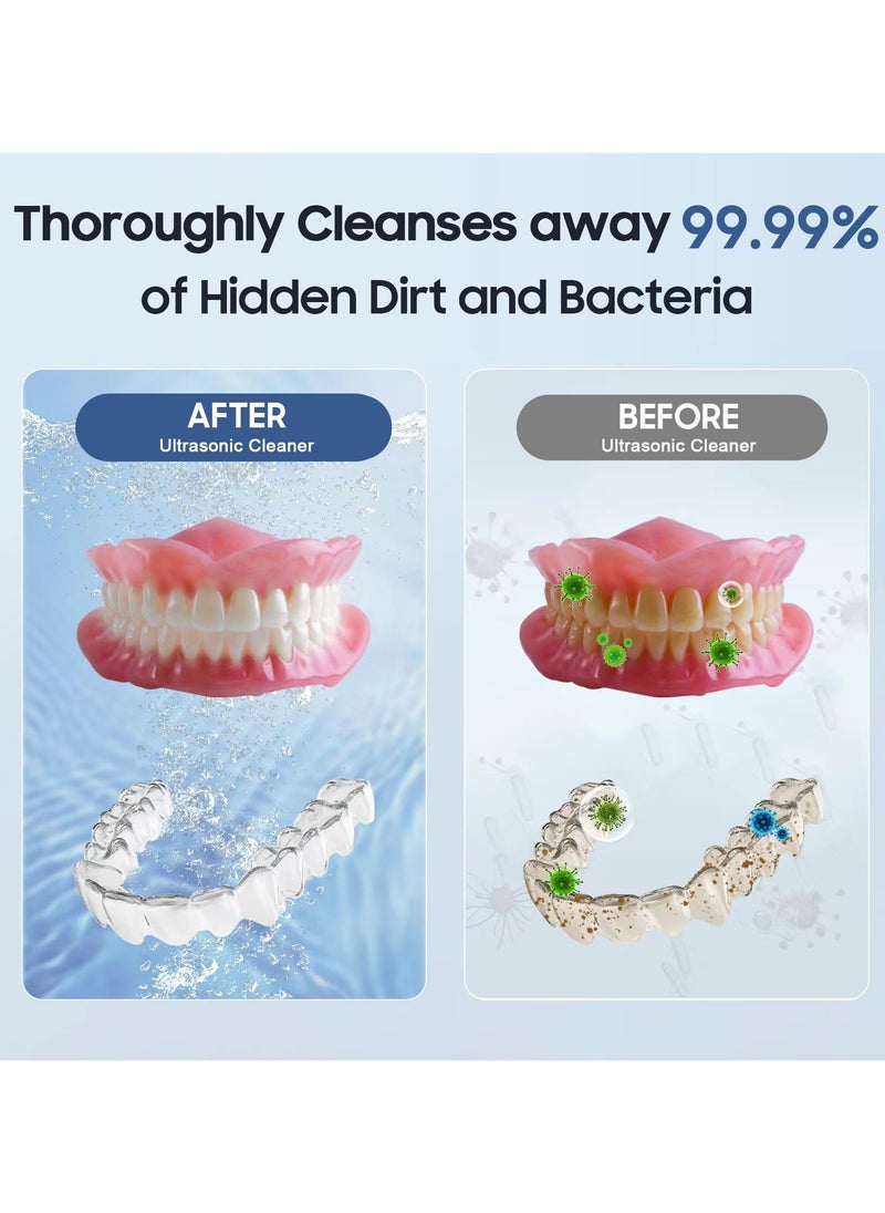 Chabeia Ultrasonic Cleaner – 42kHz Denture Cleaning Machine, 180ML Portable Dental Pod for Retainers, Aligners, Braces, and Mouth Guards  - Image 2