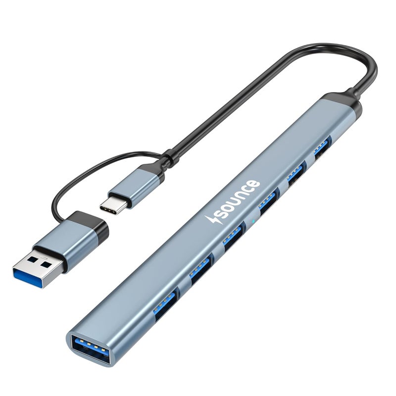 Sounce 7-in-1 USB + Type C Multiport Hub | High-Speed USB 3.0 (5Gbps) | Lightweight Aluminum Body | Universal Compatibility for Laptops, Smartphones, Tablets & PCs - Image 1