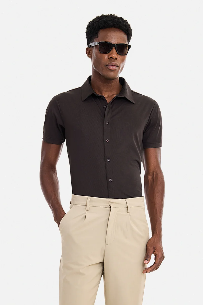سنيتش Wine Checkered Half Sleeve Regular Fit Casual Shirt