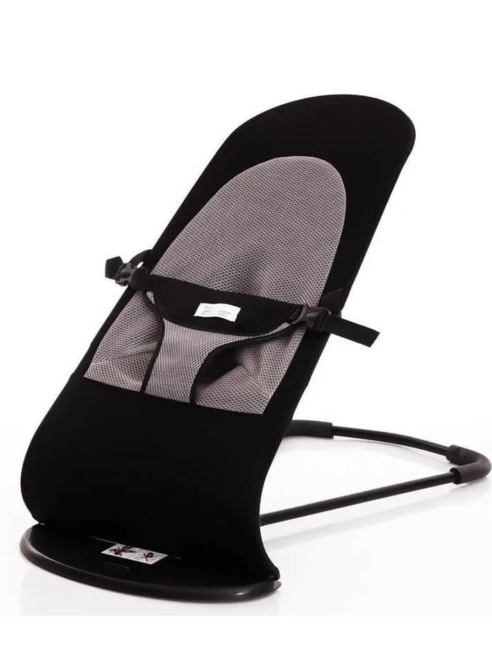 كرسي هزاز للأطفال حديثي الولادة ومقعد هزاز آمن ومتوازن باللون الأسود الناعم - Image 2