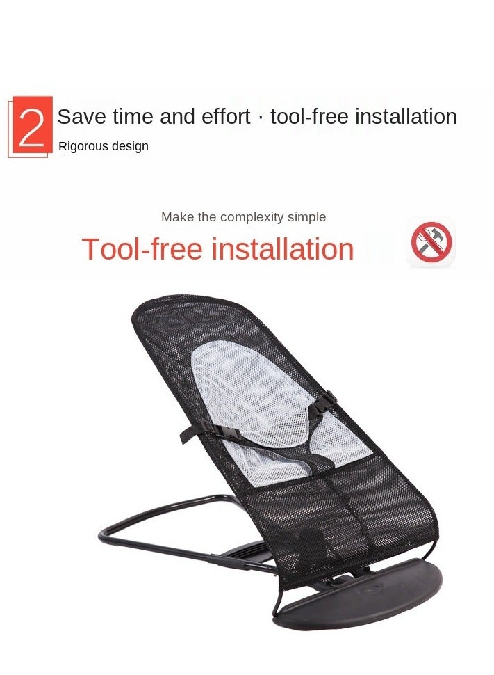 كرسي هزاز للأطفال حديثي الولادة ومقعد هزاز آمن ومتوازن باللون الأسود الناعم - Image 4