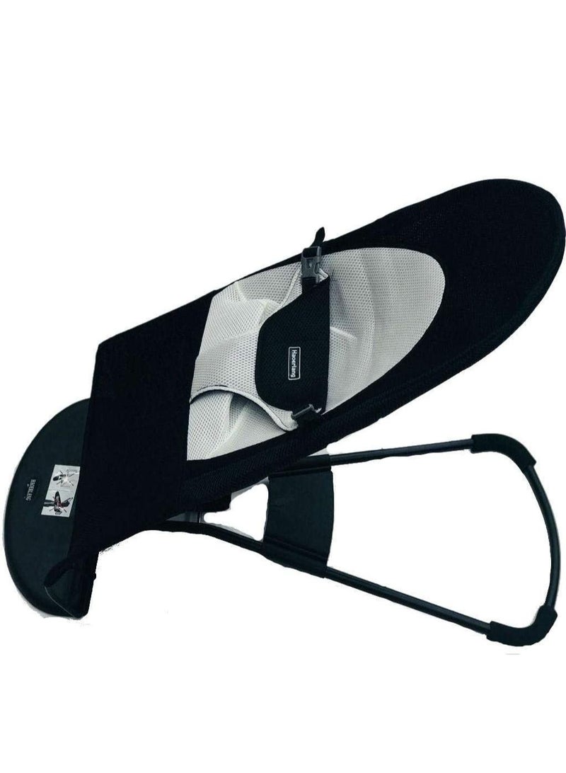 كرسي هزاز للأطفال حديثي الولادة ومقعد هزاز آمن ومتوازن باللون الأسود الناعم - Image 5