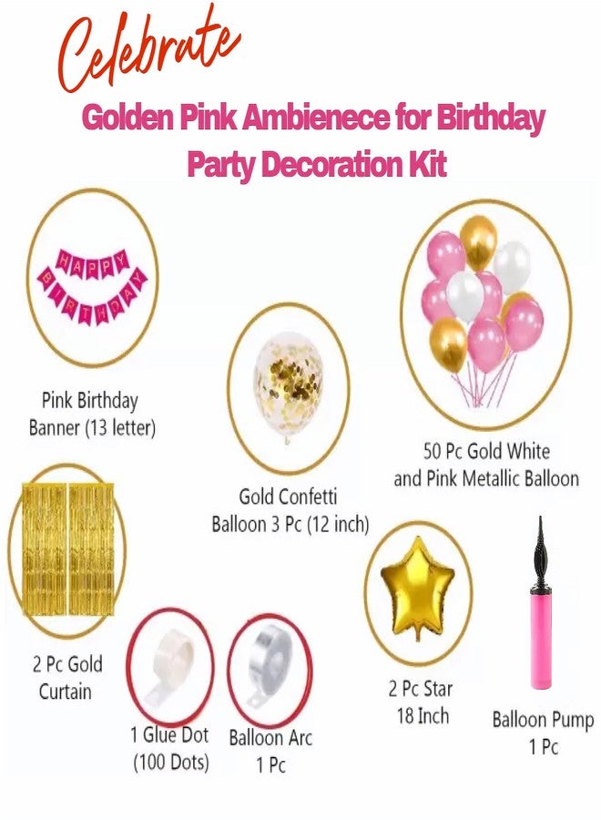 FOOGAA Happy Birthday Decoration Kit - Metallic Balloons, Banner, Foil Curtain, and Pump, Party Supplies Set - Image 2