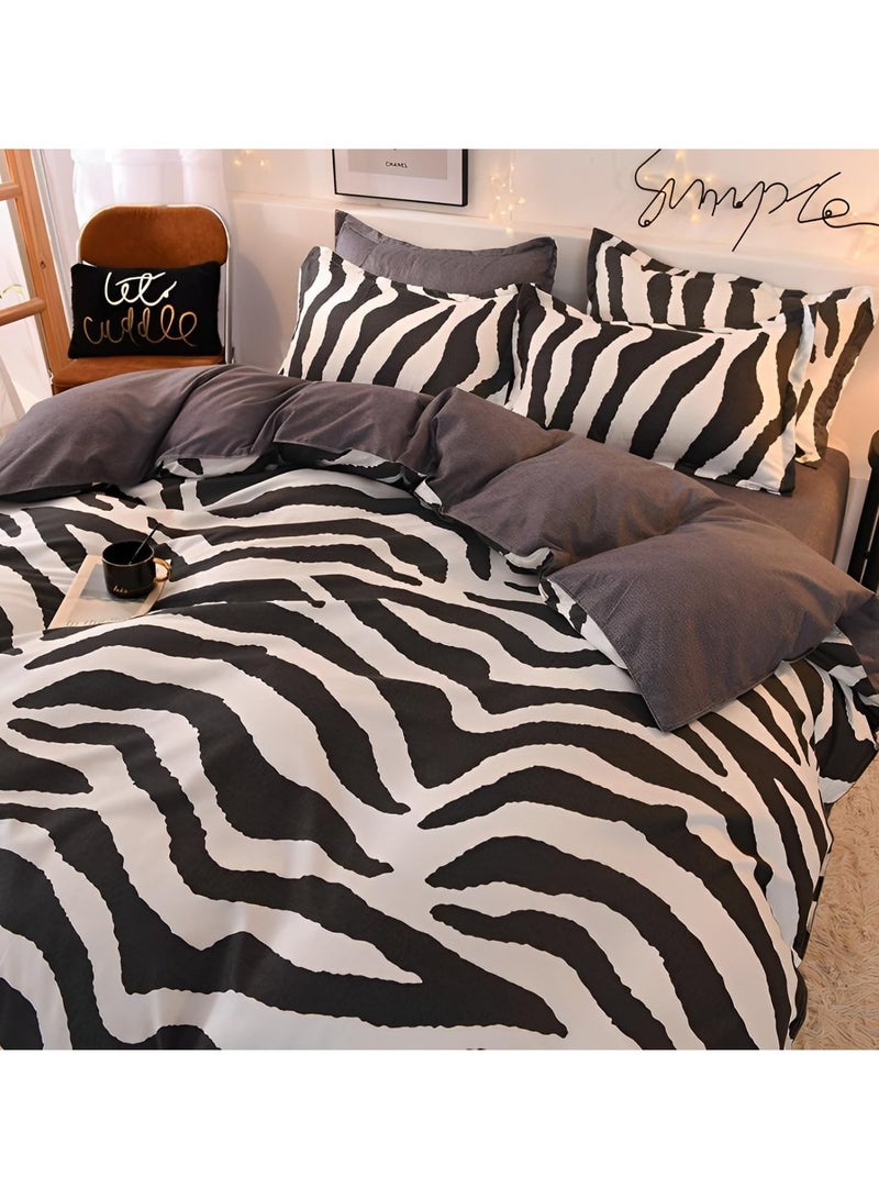 عام “طقم ملاءات من 4 قطع، مجموعة أغطية لحاف ناعمة من القطن، بدون لب، تحتوي على 1 غطاء لحاف بحجم 200 * 230 سم و1 ملاءة و2 غطاء وسادة.” - Image 1