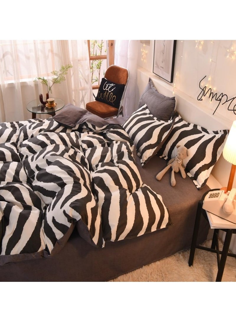 عام “طقم ملاءات من 4 قطع، مجموعة أغطية لحاف ناعمة من القطن، بدون لب، تحتوي على 1 غطاء لحاف بحجم 200 * 230 سم و1 ملاءة و2 غطاء وسادة.” - Image 3