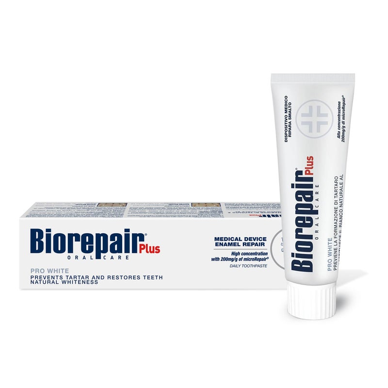 Biorepair Pro White Daily Toothpaste 254 Fluid Ounces 75ml Tubes Pack of 2 Italian Import