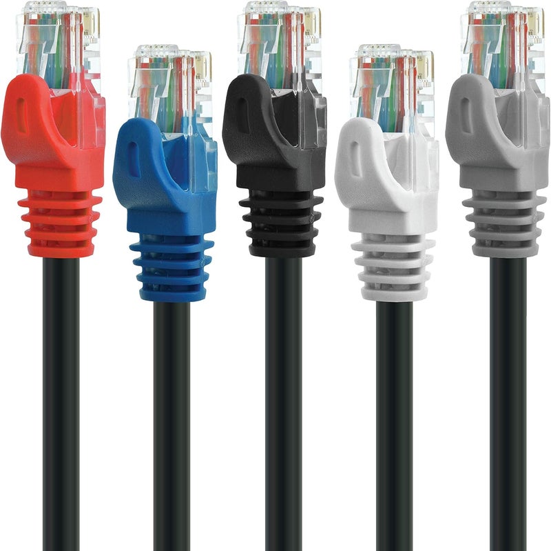 Mediabridge CAT6 Ethernet Patch Cable 3 ft RJ45 Connectors with Gold Plated Contacts 10gbps 5Pack  3 Foot Multicolor - Image 1