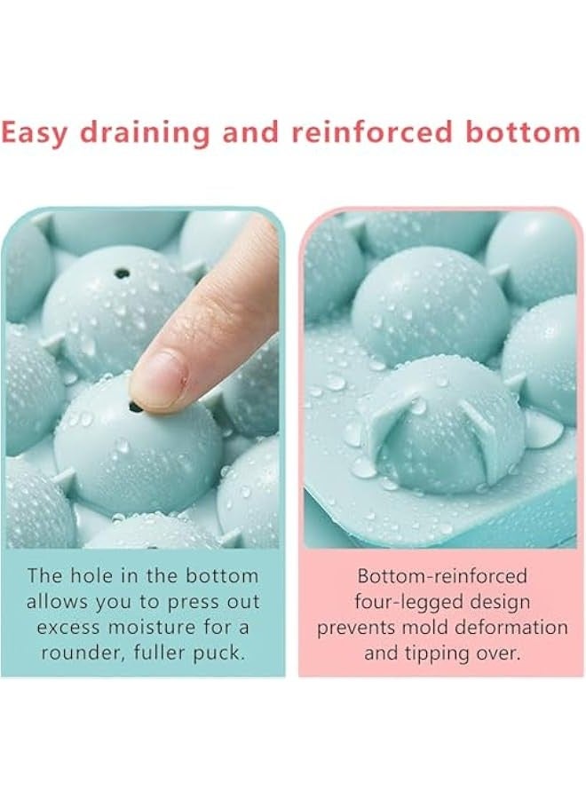 بيوينتي 4 عبوات من صواني الثلج للفريزر، 132 قطعة من صواني مكعبات الثلج مع غطاء وسلة، صواني مكعبات ثلج دائرية للفريزر، صينية مكعبات ثلج دائرية للمشروبات الباردة - Image 5