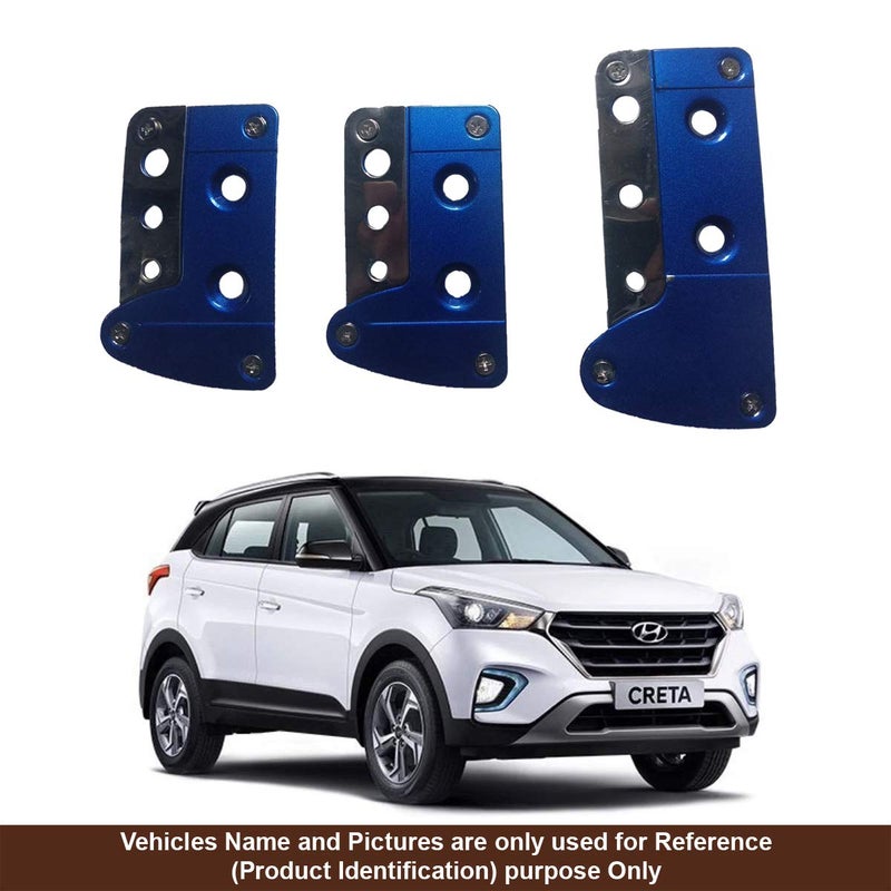 Oshotto 3 Pcs Non-Slip Manual CS-036 Car Pedals Kit Pad Covers Set Compatible with Hyundai Creta (2015-2019) (Blue) - Image 1