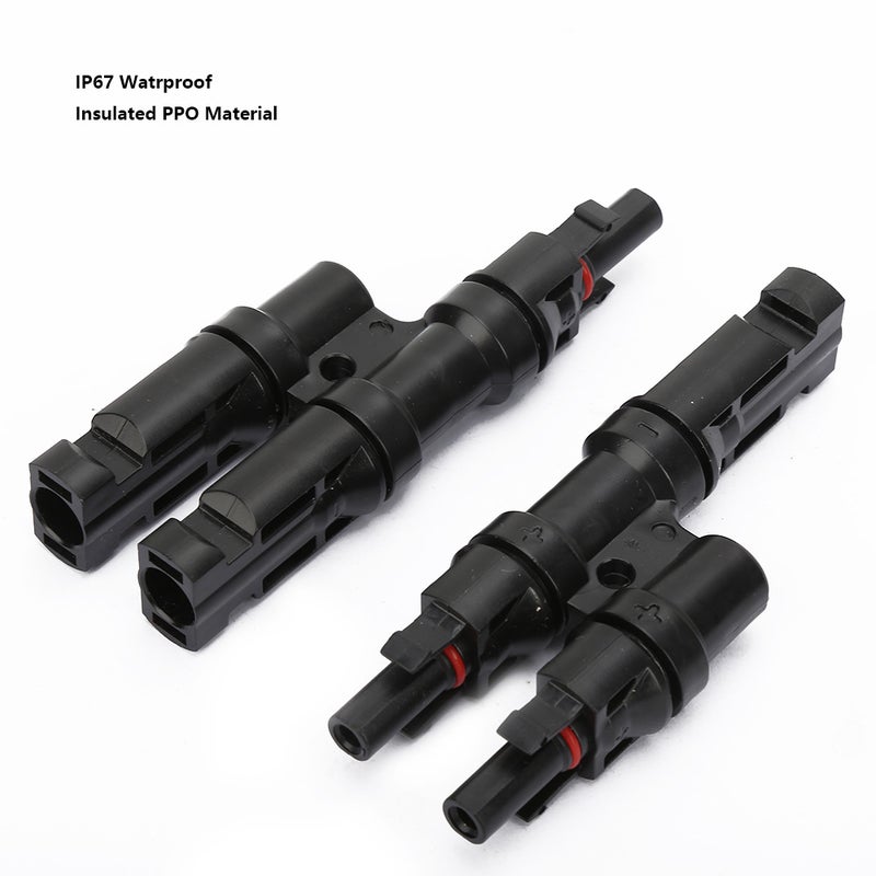1 Pair T Type Branch Solar Panel Adapter 2 in 1 Parallel Connector Cable Splitter - Image 1