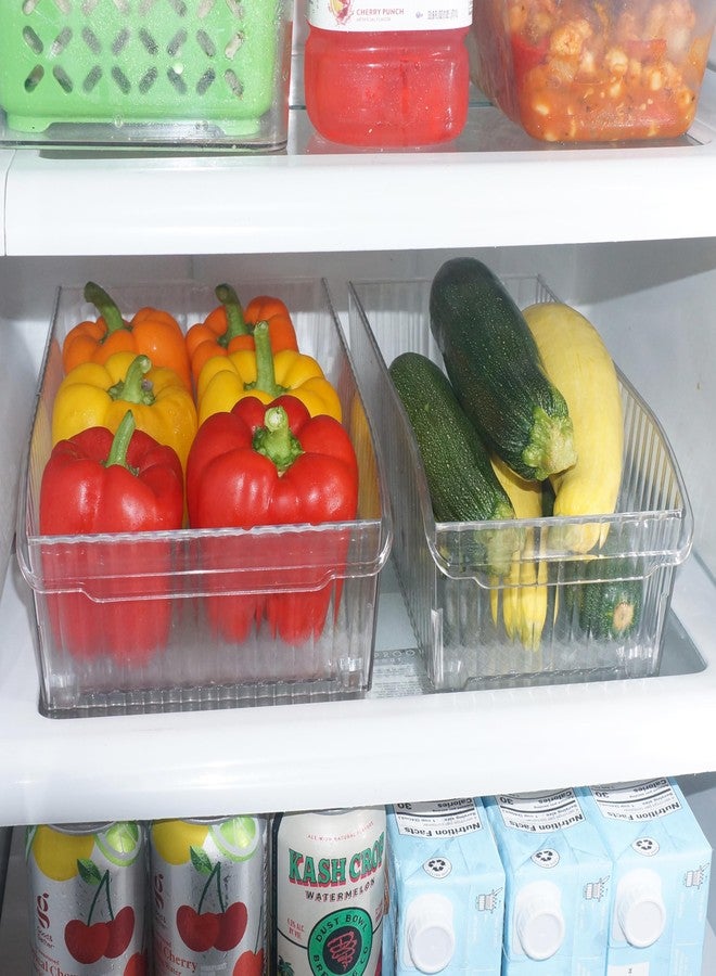 Oggi Easy Glide Fluted Storage Bin with Wheels - Clear, Ideal for Kitchen Organization, Pantry Storage, Fridge Organizing, Cabinet Storage - 12x8 - Image 3